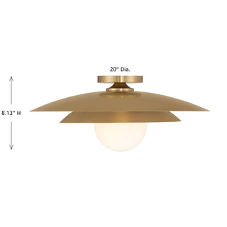 Sherrer One Light Semi-Flush Mount in Warm Brass
