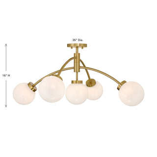 Redfield LED Semi-Flush Mount in Warm Brass