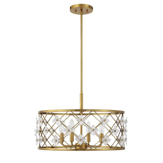 Bailey Four Light Convertible Semi-Flush /Pendant in Warm Brass