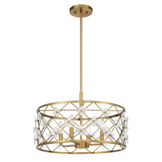 Bailey Four Light Convertible Semi-Flush /Pendant in Warm Brass