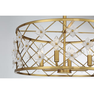 Bailey Four Light Convertible Semi-Flush /Pendant in Warm Brass