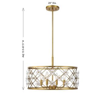 Bailey Four Light Convertible Semi-Flush /Pendant in Warm Brass