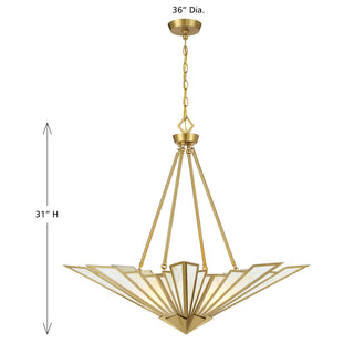 Rivage Four Light Pendant in Warm Brass