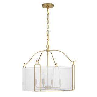 Ashlay Four Light Pendant in Warm Brass