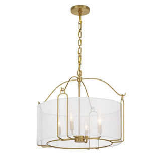 Ashlay Four Light Pendant in Warm Brass