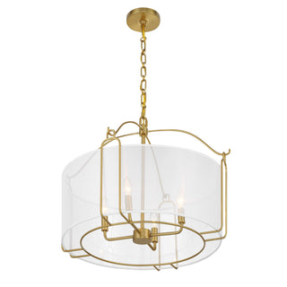Ashlay Four Light Pendant in Warm Brass
