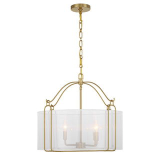 Ashlay Four Light Pendant in Warm Brass