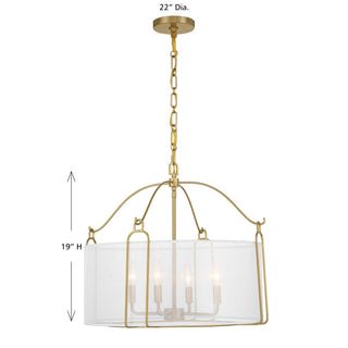 Ashlay Four Light Pendant in Warm Brass
