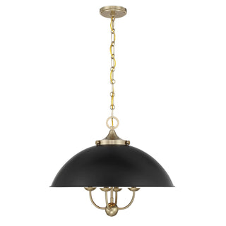 Monterey Four Light Pendant in Matte Black and Warm Brass