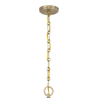 Monterey Four Light Pendant in Matte Black and Warm Brass