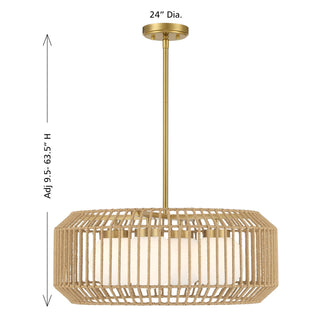 Pastis Four Light Pendant in Warm Brass