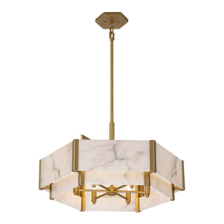 Orleans Six Light Pendant in Distressed Gold