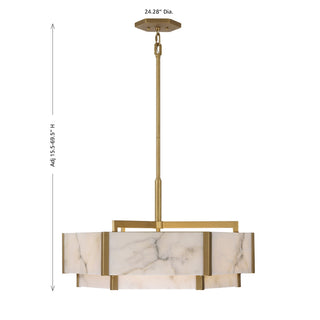 Orleans Six Light Pendant in Distressed Gold