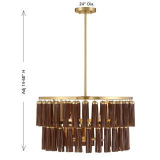 Aquitane Four Light Pendant in Warm Brass