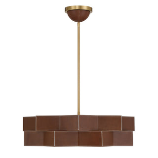 Atherton Five Light Pendant in Warm Brass