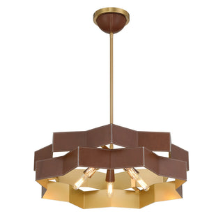 Atherton Five Light Pendant in Warm Brass