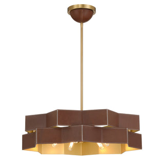 Atherton Five Light Pendant in Warm Brass