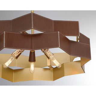 Atherton Five Light Pendant in Warm Brass