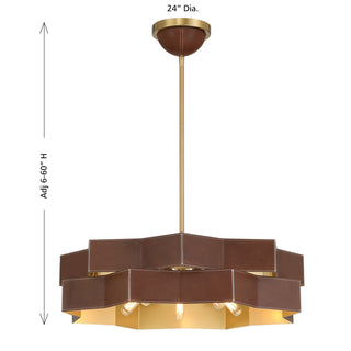 Atherton Five Light Pendant in Warm Brass