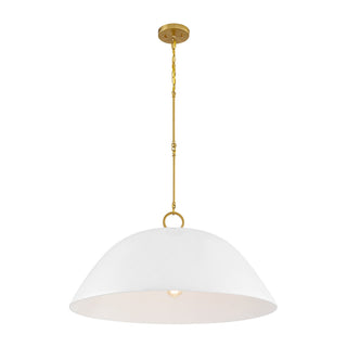 Alta One Light Pendant in White Bisque and Brass