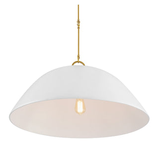 Alta One Light Pendant in White Bisque and Brass