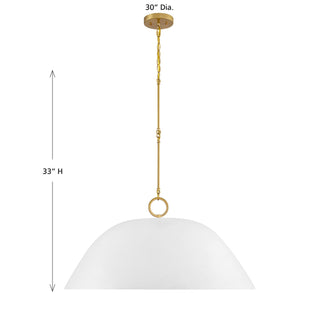 Alta One Light Pendant in White Bisque and Brass