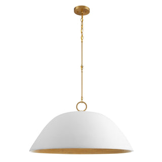 Alta One Light Pendant in White Bisque and Brass