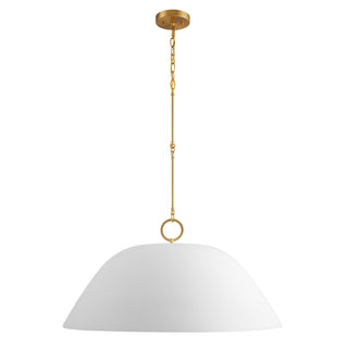 Alta One Light Pendant in White Bisque and Brass