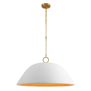 Alta One Light Pendant in White Bisque and Brass