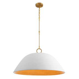 Alta One Light Pendant in White Bisque and Brass