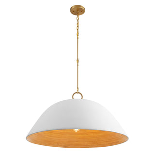 Alta One Light Pendant in White Bisque and Brass