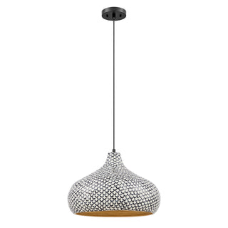 Jade One Light Pendant in Black and White Shell