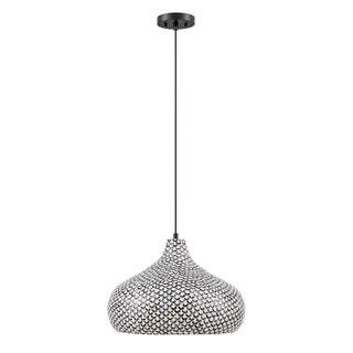 Jade One Light Pendant in Black and White Shell