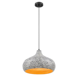 Jade One Light Pendant in Black and White Shell