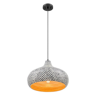 Jade One Light Pendant in Black and White Shell