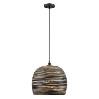 Jamsen One Light Pendant in Black Bamboo