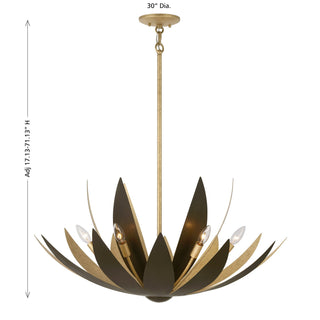 Loto Six Light Pendant in Centura and Burnished Gold