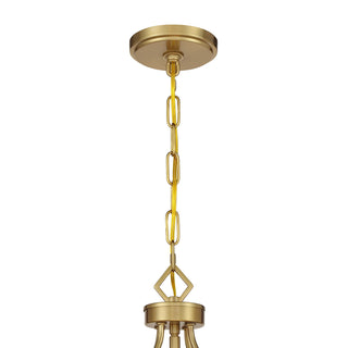 Mercer Four Light Pendant in Matte Black and Warm Brass