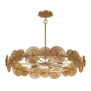 Abbott Five Light Pendant in Distressed Gold