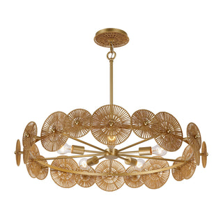 Abbott Five Light Pendant in Distressed Gold