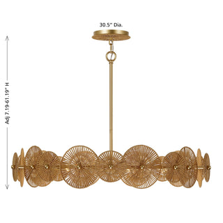 Abbott Five Light Pendant in Distressed Gold