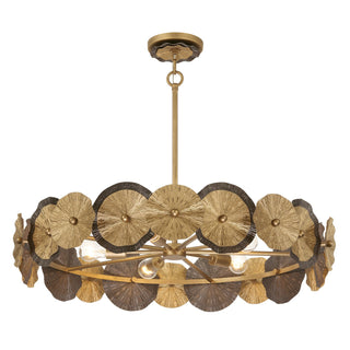 Lincoln Five Light Pendant in Distressed Gold and Bronze