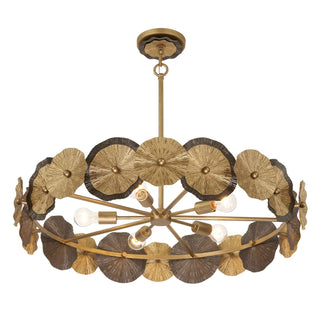 Lincoln Five Light Pendant in Distressed Gold and Bronze