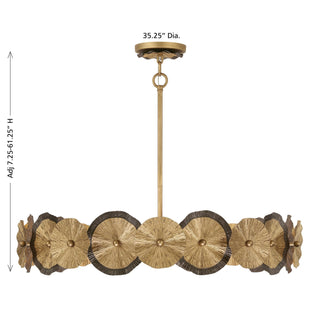 Lincoln Five Light Pendant in Distressed Gold and Bronze