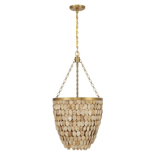 Catalan Four Light Pendant in Warm Brass