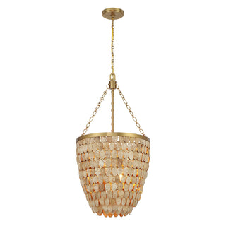 Catalan Four Light Pendant in Warm Brass