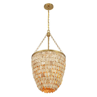 Catalan Four Light Pendant in Warm Brass