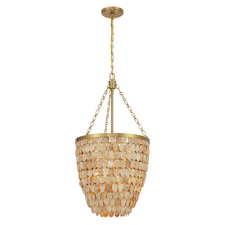 Catalan Four Light Pendant in Warm Brass