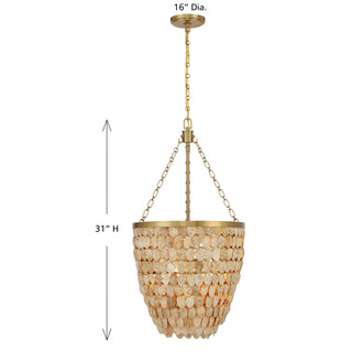 Catalan Four Light Pendant in Warm Brass