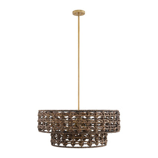 Silencio Seven Light Pendant in Riviera Brass